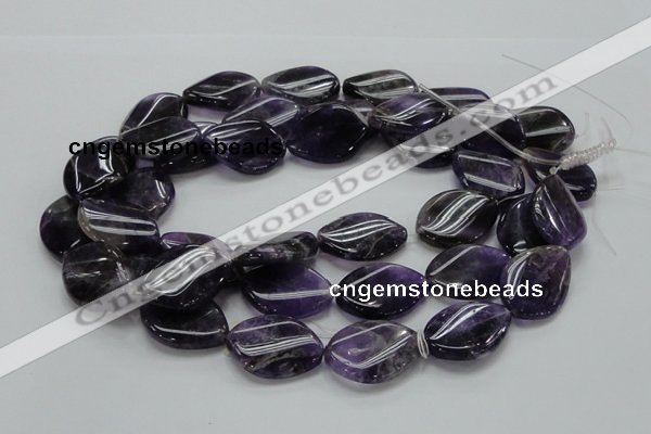 CNA44 15.5 inches 22*30mm twisted teardrop grade A natural amethyst beads