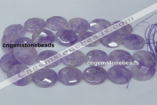 CNA460 15.5 inches 25*30mm faceted oval natural lavender amethyst beads