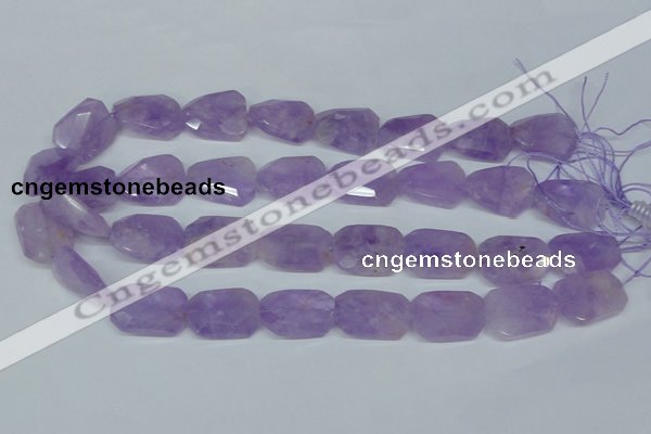 CNA463 18*25mm faceted & twisted rectangle natural lavender amethyst beads