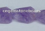 CNA464 22*30mm faceted & twisted rectangle natural lavender amethyst beads