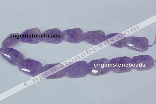 CNA464 22*30mm faceted & twisted rectangle natural lavender amethyst beads