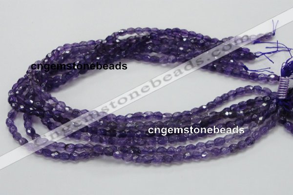 CNA50 15.5 inches 6*7mm faceted rice grade A natural amethyst beads