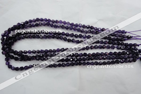 CNA501 15 inches 6mm faceted nuggets amethyst gemstone beads