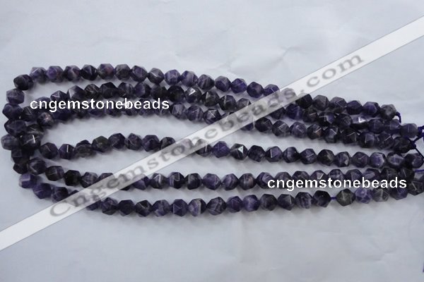 CNA502 15 inches 8mm faceted nuggets amethyst gemstone beads