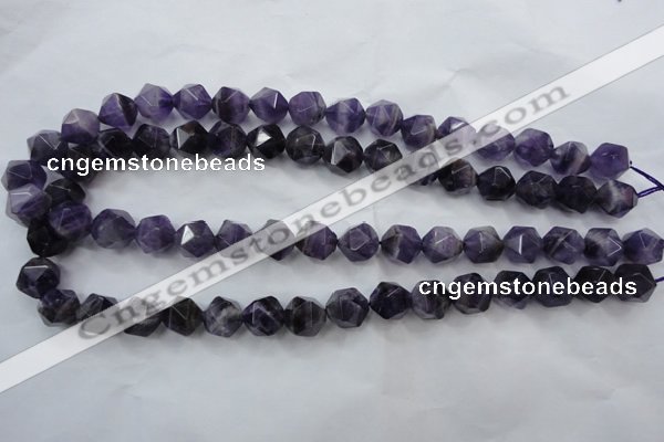 CNA505 15 inches 14mm faceted nuggets amethyst gemstone beads