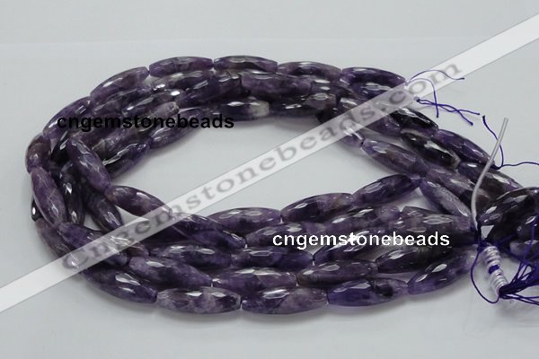 CNA54 15.5 inches 10*30mm faceted rice grade AB+ natural amethyst beads