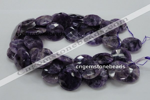 CNA58 15.5 inches 30mm faceted coin grade AB+ natural amethyst beads