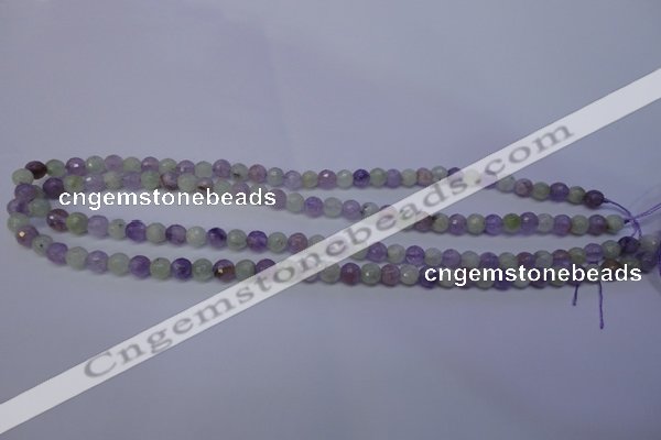 CNA661 15 inches 6mm faceted round lavender amethyst & prehnite beads