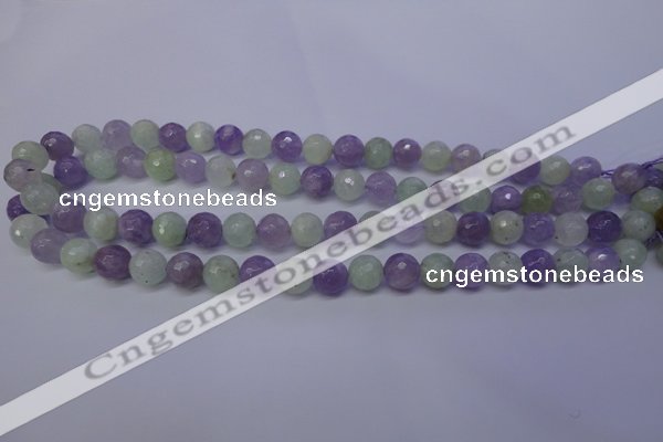 CNA663 15 inches 10mm faceted round lavender amethyst & prehnite beads