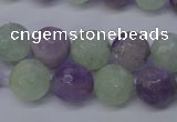 CNA664 15 inches 12mm faceted round lavender amethyst & prehnite beads