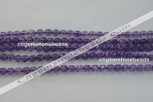 CNA68 15.5 inches 6mm faceted round natural amethyst beads