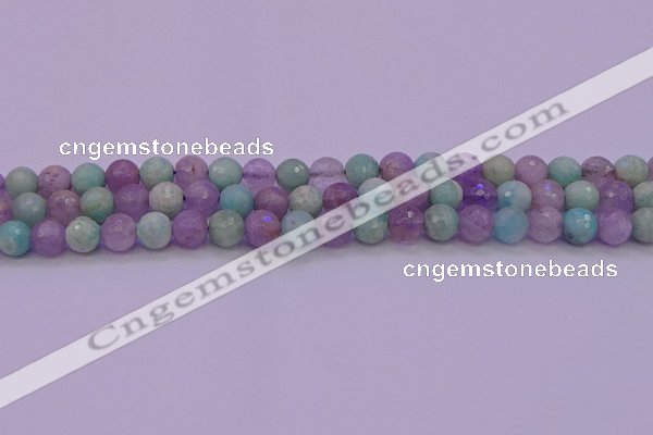 CNA682 15.5 inches 8mm faceted round lavender amethyst & amazonite beads