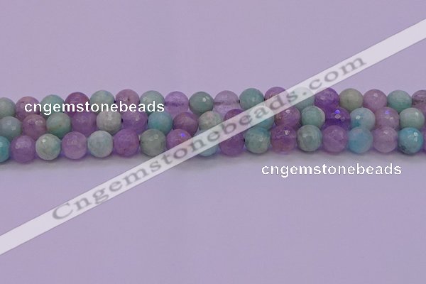 CNA683 15.5 inches 10mm faceted round lavender amethyst & amazonite beads