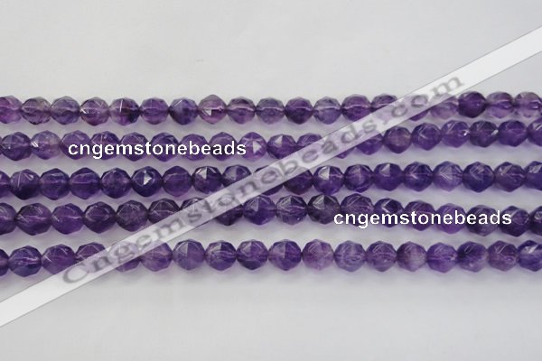 CNA69 15.5 inches 8mm faceted round natural amethyst beads