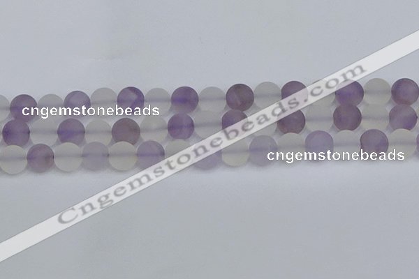 CNA739 15.5 inches 12mm round matte amethyst & white crystal beads