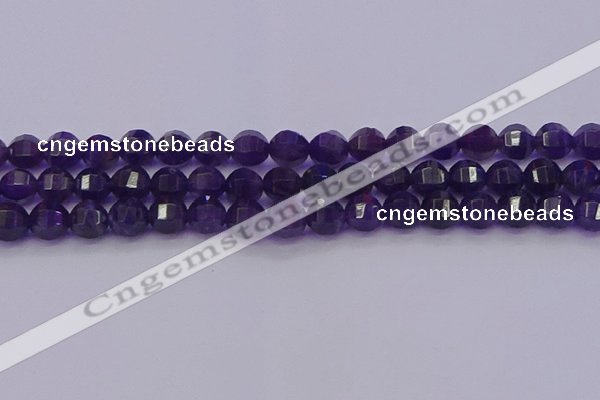 CNA752 15.5 inches 8mm faceted round natural amethyst beads