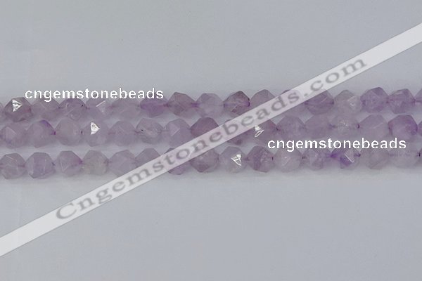 CNA763 15.5 inches 10mm faceted nuggets light lavender amethyst beads