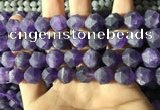 CNA769 15.5 inches 12mm faceted nuggets matte amethyst beads