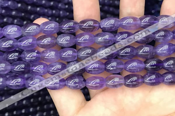 CNA771 15.5 inches 8*11mm rice amethyst gemstone beads