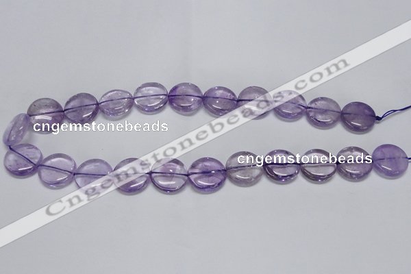 CNA820 15.5 inches 10mm flat round natural light amethyst beads