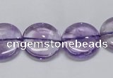 CNA823 15.5 inches 16mm flat round natural light amethyst beads