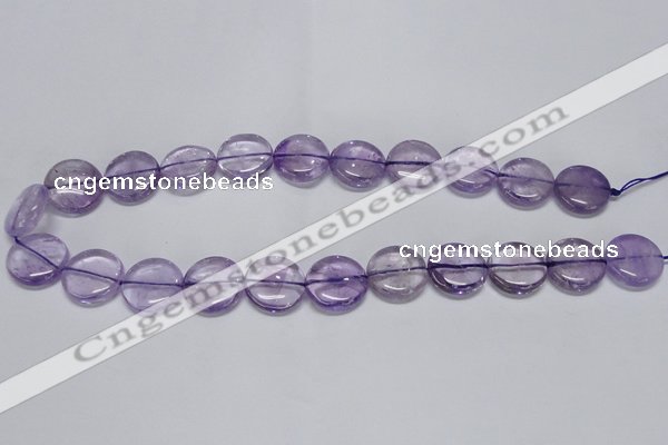 CNA823 15.5 inches 16mm flat round natural light amethyst beads