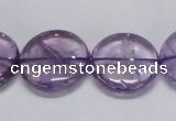 CNA825 15.5 inches 20mm flat round natural light amethyst beads