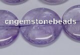 CNA827 15.5 inches 30mm flat round natural light amethyst beads