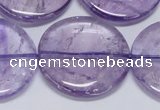 CNA828 15.5 inches 35mm flat round natural light amethyst beads