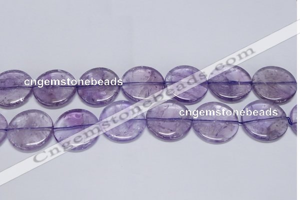 CNA828 15.5 inches 35mm flat round natural light amethyst beads