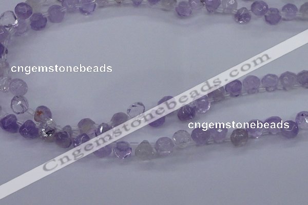 CNA900 Top drilled 7*7mm faceted teardrop amethyst gemstone beads