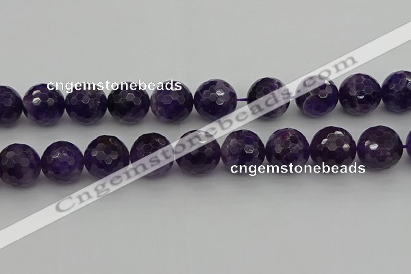 CNA919 15.5 inches 18mm faceted round natural amethyst beads