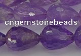 CNA922 15.5 inches 15*20mm faceted teardrop natural amethyst beads