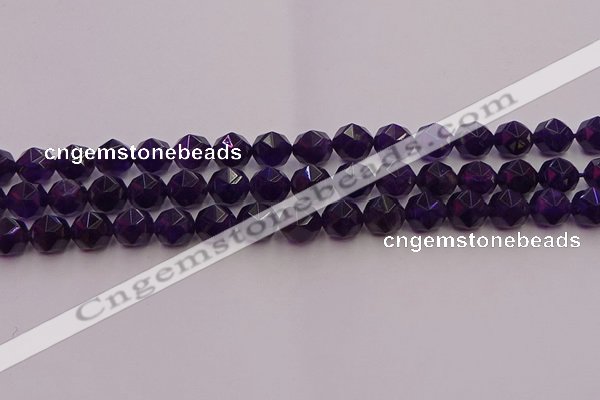 CNA938 15.5 inches 10mm faceted nuggets amethyst gemstone beads