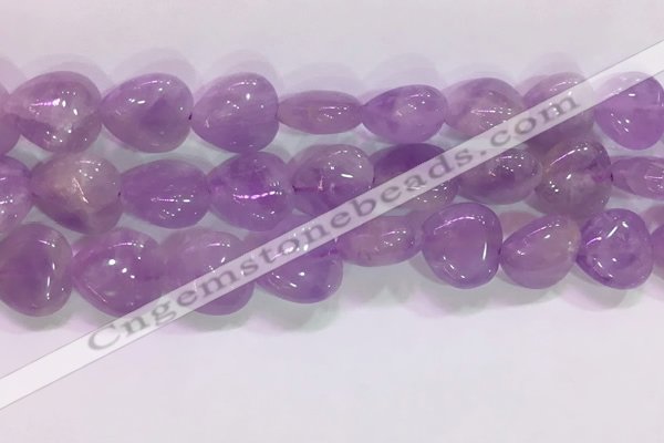 CNA984 15.5 inches 12*12mm heart natural lavender amethyst beads