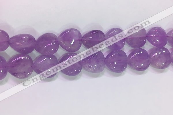 CNA985 15.5 inches 16*16mm heart natural lavender amethyst beads