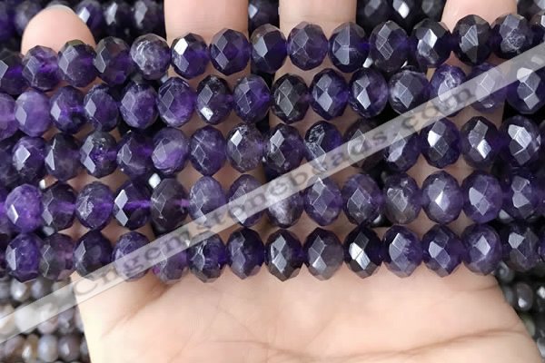 CNA996 15.5 inches 7*10mm faceted rondelle amethyst beads wholesale