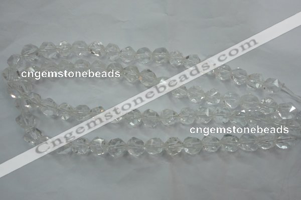 CNC102 15 inches 10mm faceted nuggets white crystal beads