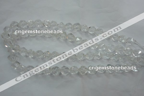 CNC103 15 inches 12mm faceted nuggets white crystal beads