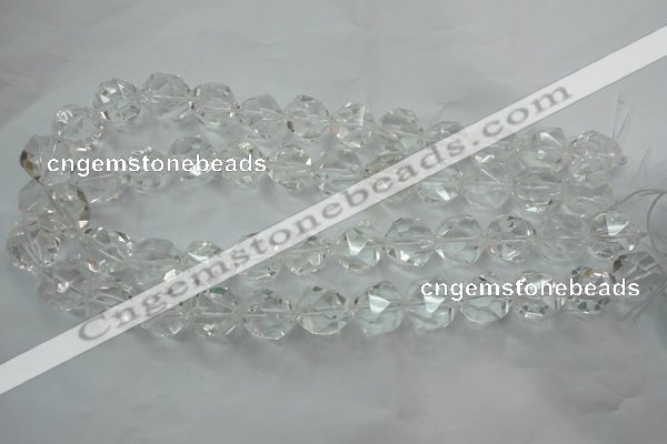 CNC104 15 inches 14mm faceted nuggets white crystal beads