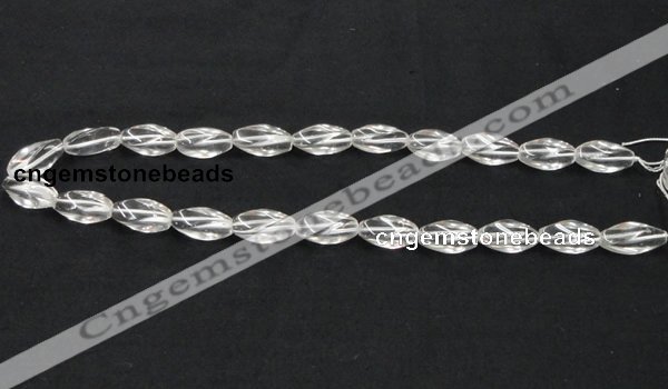 CNC20 8*18mm twisted rice grade AB natural white crystal beads