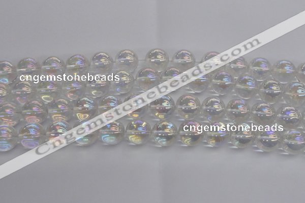 CNC205 15.5 inches 14mm round AB-color white crystal beads