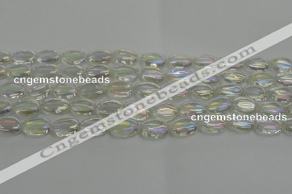 CNC216 15.5 inches 10*14mm oval AB-color white crystal beads