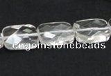 CNC25 13*18mm faceted rectangle grade AB natural white crystal beads