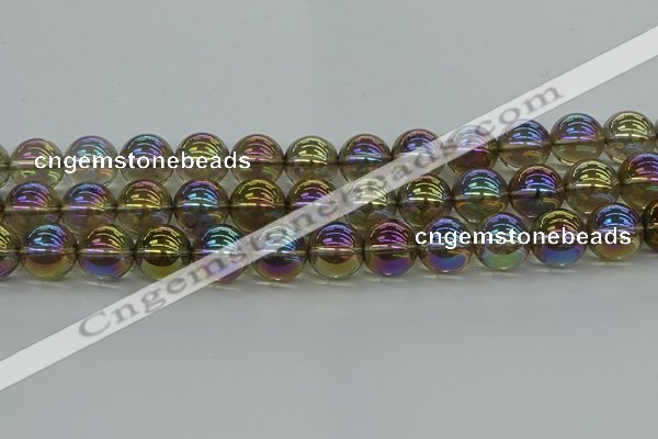 CNC266 15.5 inches 14mm round plated natural white crystal beads