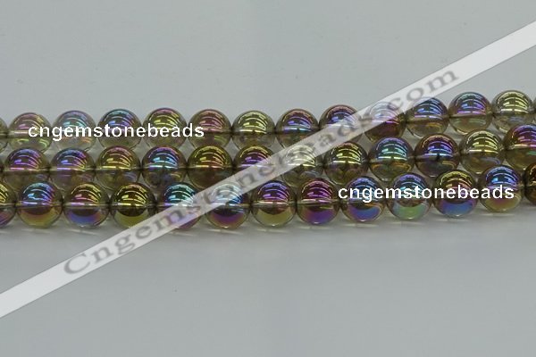 CNC266 15.5 inches 14mm round plated natural white crystal beads