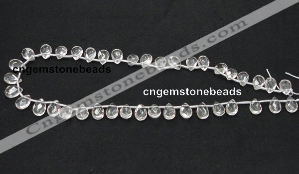 CNC30 8*12mm briolette grade AB natural white crystal beads wholesale