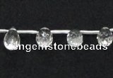 CNC31 8*12mm faceted teardrop grade AB natural white crystal beads