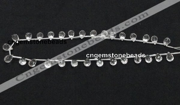 CNC31 8*12mm faceted teardrop grade AB natural white crystal beads