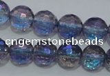 CNC312 15.5 inches 8mm faceted round AB-color white crystal beads